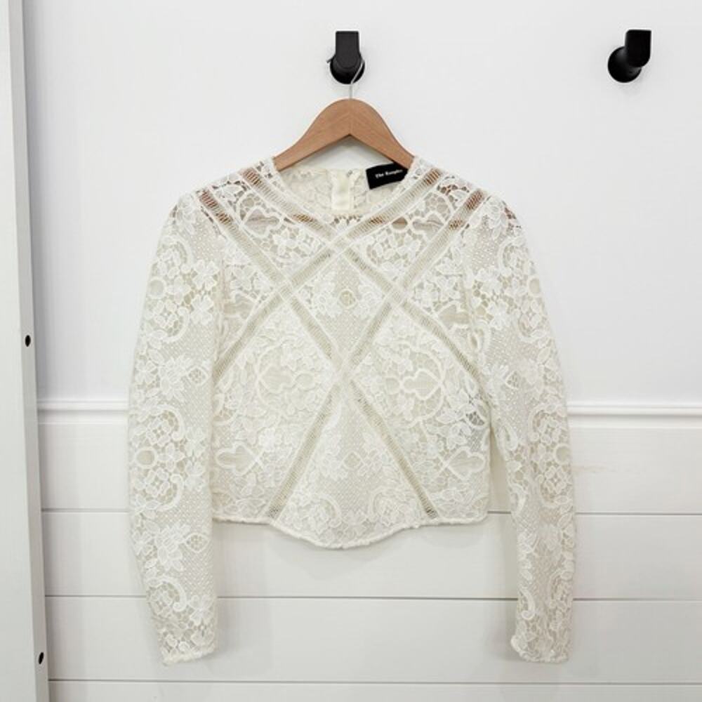 Women’s The Kooples Long Sleeve Lace Blouse Zip Back Size XS
